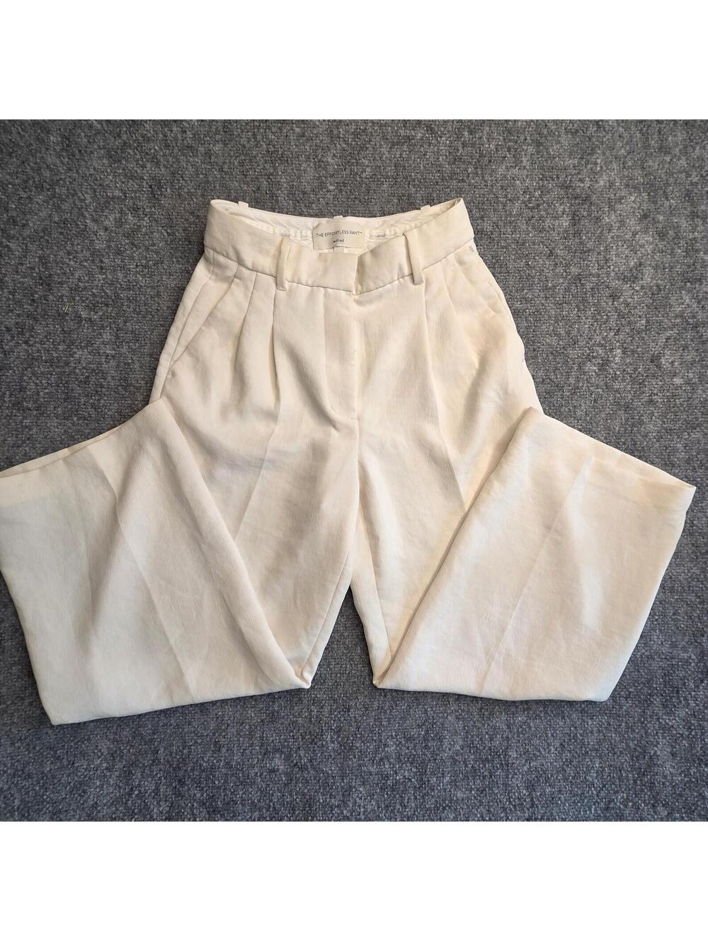 Wilfred Effortless Pants Women 0 Ivory Wide Leg Pleated High Rise Dress Trousers